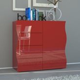 Tecnos Arredamento Mobile Onda 4 cassetti 1 Anta 90x40xh81,2 cm Rosso Lucido Laccato