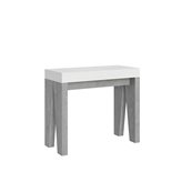 Consolle allungabile Naxy Mix - base bianco frassino/piano quercia natura, A quattro gambe