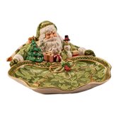 Vassoio Con Babbo Natale "Holiday Home Green" Fitz And Floyd Lamart