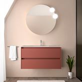 Mobile bagno sospeso 90 cm rosso satinato con specchio e lavabo Gaya