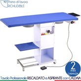 Bieffe Srl Tavolo da stiro rettangolare. piano 129X51 cm. riscaldato ed aspirante. Caldaia da 3.5 Lt e ferro da stiro professionale