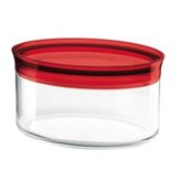 Guzzini Barattolo Ovale Biscottiera 23x18xh12,4 cm - 2000cc In Materiale Plastico SAN e PE Rosso Trasparente