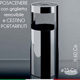 Graepel spa Posacenere Gettacarte Livigno diametro 25xh60 cm in acciaio inox lucido