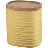 Guzzini Barattolo realizzati riciclando 7,4 bottiglie di plastica 12.3x9.4x h15 cm  1000cc con coperchio in Legno di bamboo salva freschezza  e guarnizione sul tappo  , Giallo senape