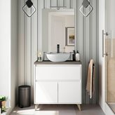 Mobile bagno da terra 80 legno bianco con lavabo e specchio | Lucy