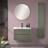 Mobile bagno sospeso cannettato 70 cm verde con specchio | Bali