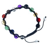 Bracciale 7 Chakra sfere 8 mm e cordino nero regolabile