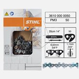 Catena di taglio Stihl Picco Mini Micro 3 - 3/8" - 1,1 mm - 50 Maglie - Spranga 35 cm - ORIGINALE STIHL