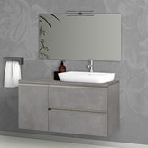 Mobile da bagno sospeso 120 cm Master grigio cemento 2 cassetti e 1 anta