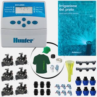 Kit irrigazione Prato Tappeto Erboso completo di Elettrovalvole Accessori e Omaggi | 2 - 4 - 6 zone | EC (Zone: 4 - Diametro: 1'')