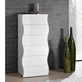 Tecnos Arredamento Cassettiera mobile Settimino 6 cassetti 40-50x42xh122 cm ONDA in melaminico laccato bianco lucido