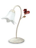 Lumetto Rose Bianco Rosso Metallo diffusore Vetro Lampada da Tavolo Classica E14