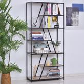 Scaffale Libreria da Parete in Stile Industriale con Ripiani Asimmetrici - Design in Legno e Metallo