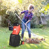 Biotrituratore Elettrico da Giardino con Sacco da 50L Paletta e Ruote Trituratore da Giardino