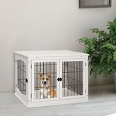 Casetta per Cani Fino 30kg da Interno in Legno e Acciaio, 58.5x81x 66cm - Bianco