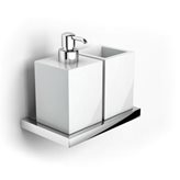 IBB Spa Porta Bicchiere - Dispenser da muro XONY 12x18.5xh17.30 cm Acciaio inox Lucido e Porcellana