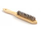 Wood brush with stainless steel bristles