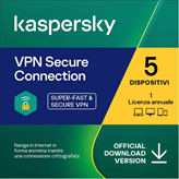 Kaspersky VPN Secure Connection (Installabile su: 5 Dispositivi - Durata: 1 Anno - Sistema Operativo: Windows / MacOS / Android / iOS)