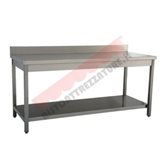 Tavolo Acciaio INOX con Ripiano e Alzatina 100x60 cm