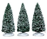 Lemax snowy juniper tree, small, set of 3