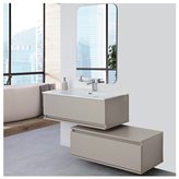 Mobile bagno sospeso tortora 90x47 cm con specchio e ceramica inclusi