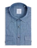 Camicia Collo italiano Tinta Unita Indaco Blue jeans