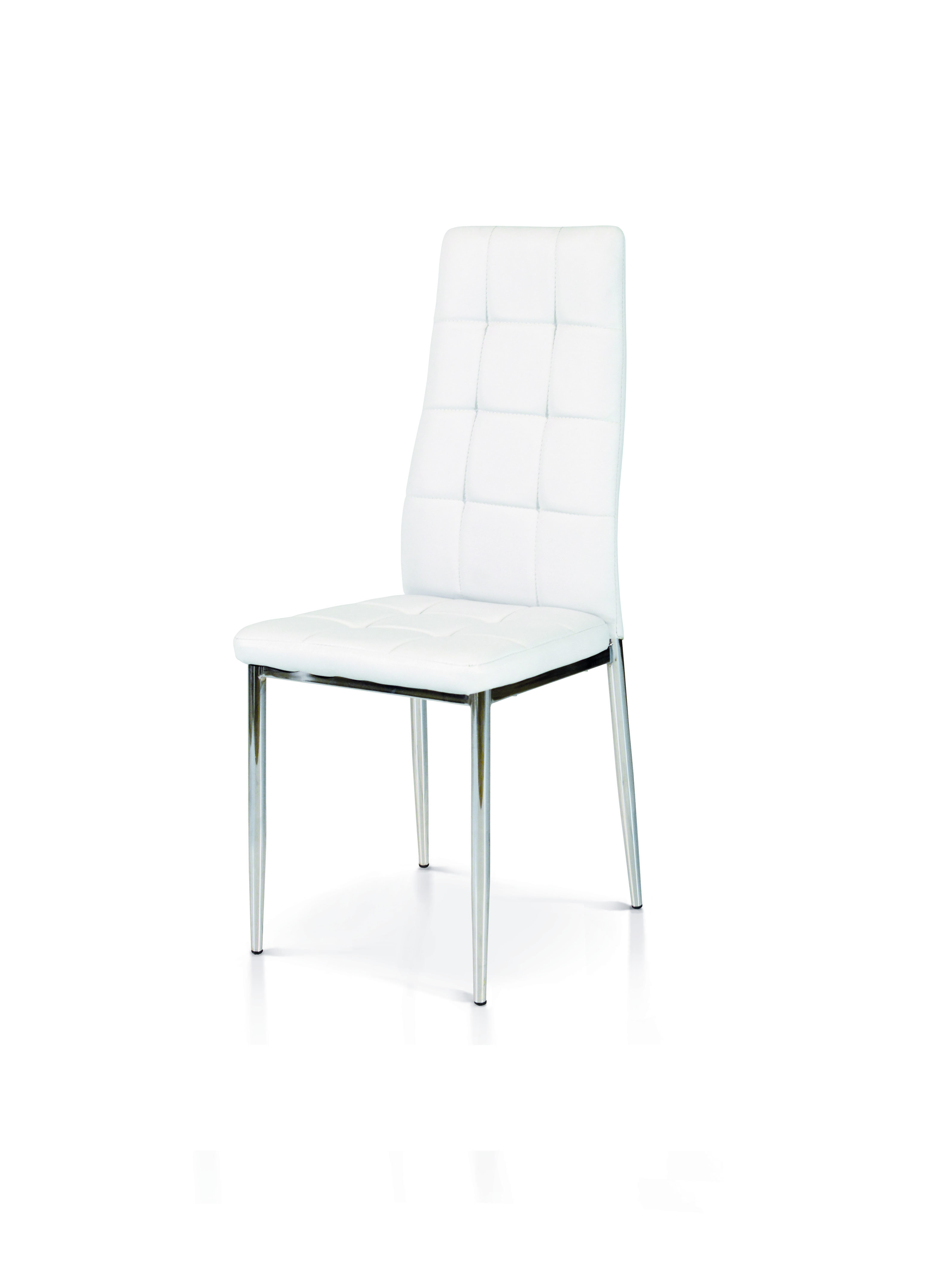 Set di sedie BROOKLYN bianche in ecopelle con struttura in metallo cromato - Set di 6 Sedie