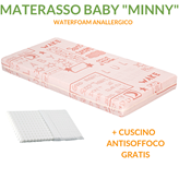 EverGreenWeb Materasso Lettino o Culla per Bambini alto 12 cm colore Rosa + Cuscino Antisoffoco su misura Gratis con Fodera in Cotone Naturale, Rivestimento Sfoderabile con Zip e Lavabile in lavatrice | Minny