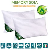 EverGreenWeb Cuscini Letto in Memory Foam e oli essenziali di SOIA 40x70 alti 12 cm, Imbottitura con Fiocchi 100% Schiuma a Memoria Cervicali, fodera Bianca Antiacaro, Guanciali per Dormire, OFFERTA