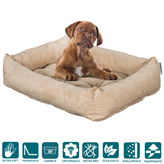 EverGreenWeb Letto per Cani di diverse Taglie color Beige, Imbottitura in Schiuma Waterfoam Morbido Lavabile in Lavatrice, Cuccia da Interno con Cuscino Sfoderabile, Materasso per Tutti Animali Domestici