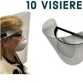 Comstyle Visiere protettiva in PETG 10 pezzi individuale sterilizzabile e riutilizzabile, Certificata DPI Classe 2 altezza 31 cm visiera apribile a 90 gradi colore trasparente Made In Italy consegna 24-48 ore