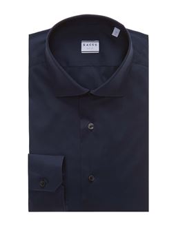 Camicia Collo francese piccolo Tinta Unita Tela Blu navy