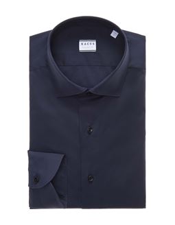 Camicia Collo francese piccolo Tinta Unita Tela Blu navy