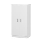 Mobile scarpiera H 108 cm  bianco in legno con 2 ante e 6 ripiani