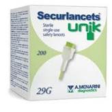 Securlancets Unik 29G A.Menarini Diagnostics 200 Lancette