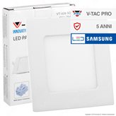 V-Tac PRO VT-606 SQ Pannello LED Quadrato 6W SMD da Incasso con Driver con Chip Samsung - SKU 703 / 704 / 705 - Colore : Bianco Caldo