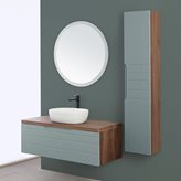 Mobile da bagno sospeso 110 cm verde salvia con lavabo in ceramica Amalfi