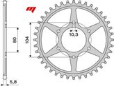 CORONA IN ACCIAIO PER CATENA 520 KAWASAKI VERSYS 650 2022-2023 - Dentatura : 44 denti