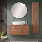 Mobile bagno sospeso cannettato 90 cm noce con top e specchio | Bali