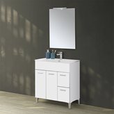 Mobile bagno a terra 80 bianco con lavabo e specchio LED | Martha