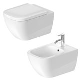 DURAVIT - SANITARI SOSPESI HAPPY D.2 VASO WC RIMLESS + SEDILE RALLENTATO + BIDET MONOFORO