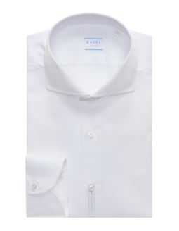 Camicia Collo francese Tinta Unita Twill Bianco