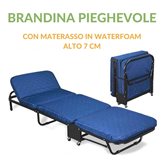 EverGreenWeb Brandina Pieghevole con Materasso in Waterfoam 65x190 Alto 7 cm, Letto Singolo Salvaspazio con Rete a Doghe in Legno e Materasso Ortopedico | EASY OK