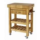 Spagnoli snc Carrello da cucina in legno massello con cassetto 60x40xh85 cm con tagliere in legno