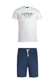 Coveri Collection Set t-shirt e pantaloncini con stampa e profili in contrasto - L / Bordeaux