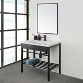 Mobile bagno a terra 60 cm stile industrial nero opaco con specchio Borg