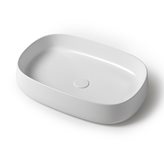 Lavabo da appoggio 60 cm rettangolare in ceramica bianco lucido | Milos