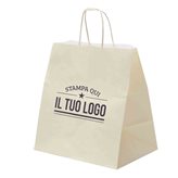 Shopper Basic Food Line Manico Cordino Personalizzata-32x20x33-bustafood-avana-colorestampa-Nero