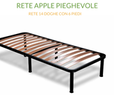 Rete Letto  smontabile  Alta 35 cm a Doghe in Legno Ortopedica Rinforzata con 6 Piedi Struttura portante in Ferro Base da Incasso | APPLE Pieghevole