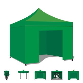 Frankystar Taman 3X3 - Gazebo Da Giardino Pieghevole Con Teli Laterali E Zanzariera-Verde